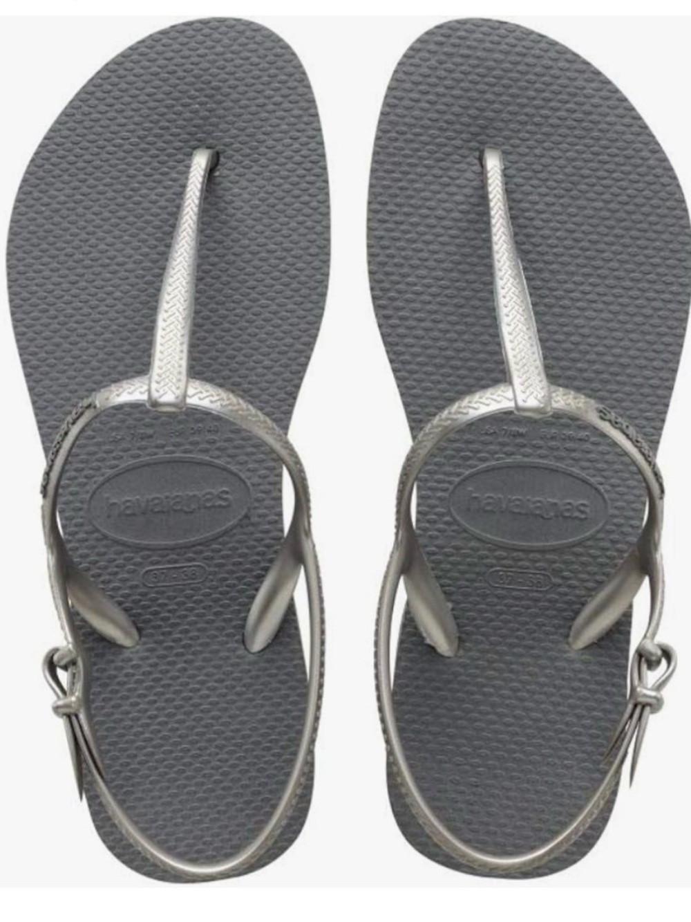 Havaianas steel grey Women's  T-Strap Sandals size 37-38